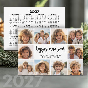 Cartão De Festividades 10 Colagem de Fotos - Ano Novo - Calendário 2027
