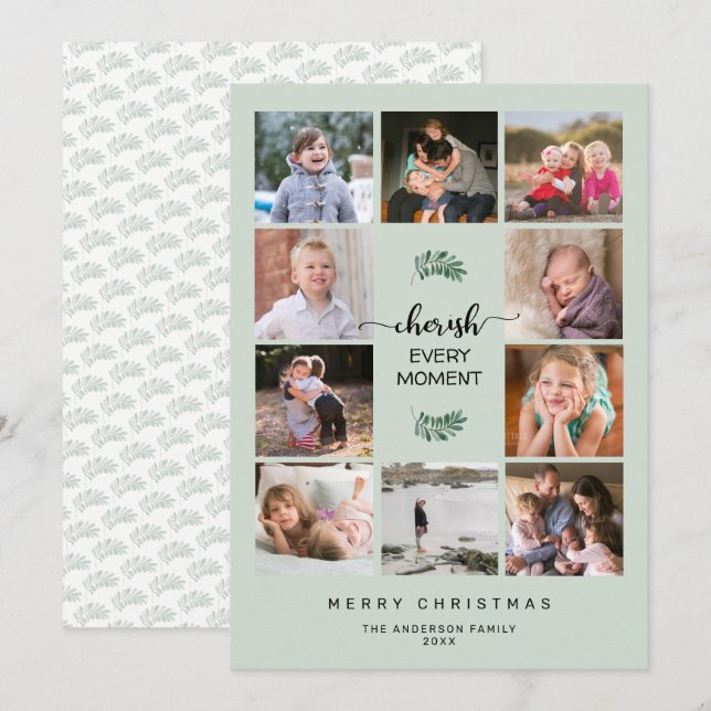 Cartão De Festividades 10 Foto Colagem de Cherish Momento de Natal (Frente/Verso)