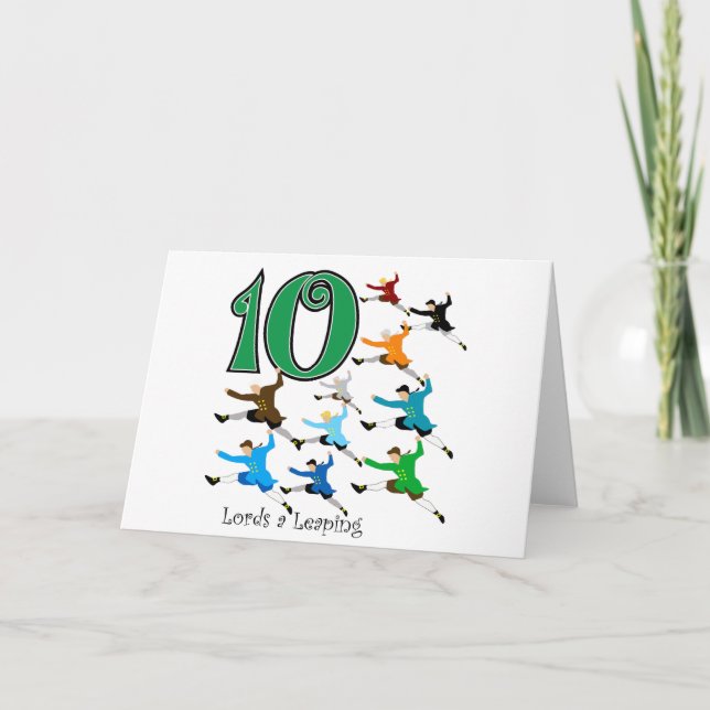 Cartão De Festividades 10 senhores Leaping (Frente)