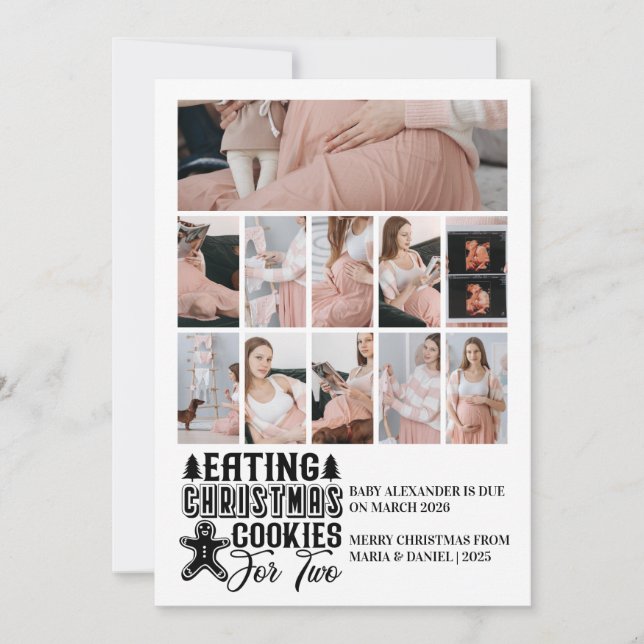 Cartão De Festividades 11 Foto de Natal Cookies para 2 Gravidez (Frente)