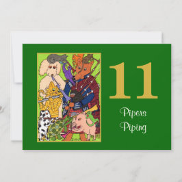 Cartão De Festividades 11 gaiteiros que conduzem animais bonitos