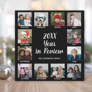 Cartão De Festividades 12 Colagem de Fotos com Ano em Revisão