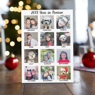 Cartão De Festividades 12 Colagem de Fotos com Ano na Revisão 2020