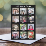 Cartão De Festividades 12 Colagem de Fotos com Ano na Revisão 2020<br><div class="desc">Fundo preto - Adicione seus fotos favoritos a este modelo divertido - uma foto para cada mês. Você pode usar fotos do Instagram ou quaisquer fotos para esta grade. O calendário está em uma grade para que você possa adicionar uma foto para cada mês do ano. Você também pode alterar...</div>