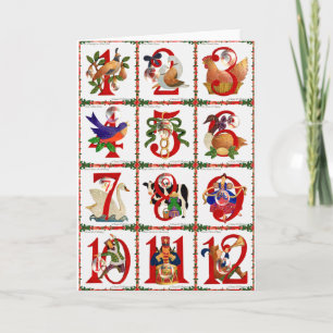Cartão De Festividades 12 Days Of Christmas Quilt Print Gifts