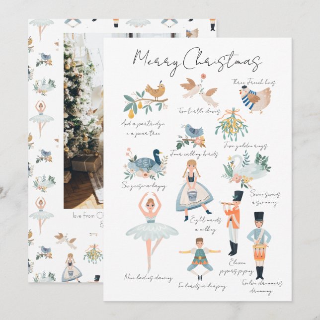 Cartão De Festividades 12 dias de fotos de Natal personalizadas (Frente/Verso)