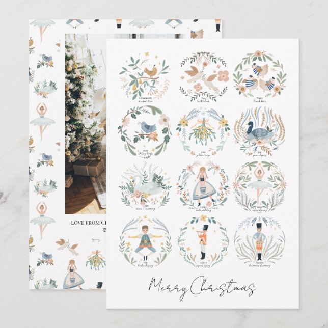 Cartão De Festividades 12 dias de fotos de Natal personalizadas (Frente/Verso)