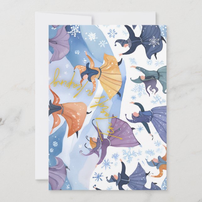 Cartão De Festividades 12 dias de Natal - 10 lordes saltando (Frente)