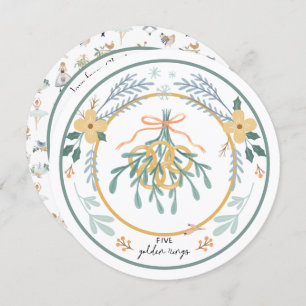 Cartão De Festividades 12 dias de Natal Cinco