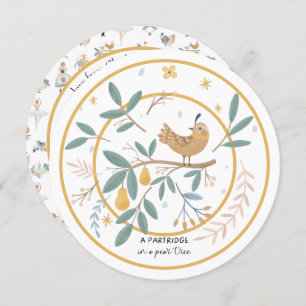 Cartão De Festividades 12 dias de Partucho de Natal em uma árvore genealó