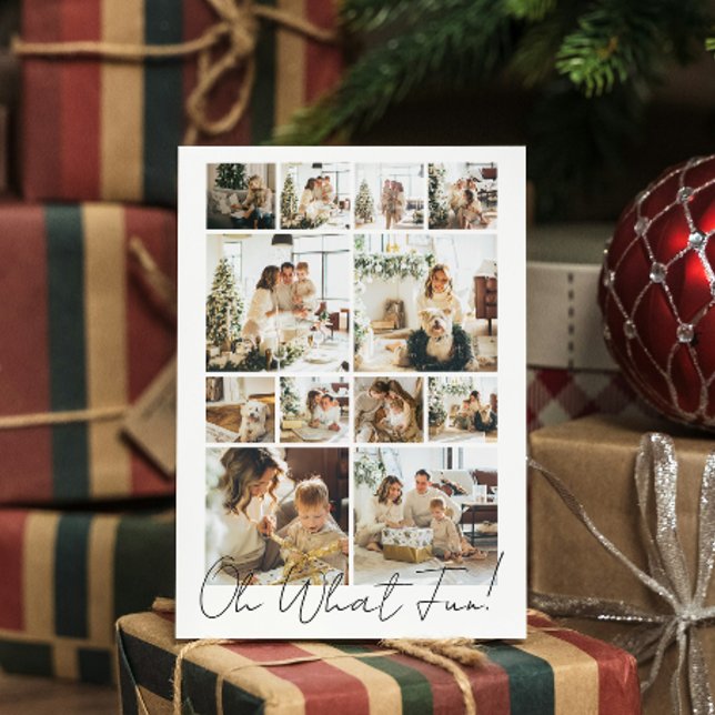Cartão De Festividades 12 Foto oh Que Divertido Natal Nórdico (12 Photo oh What Fun Nordic Christmas Holiday Card by Ricaso. Add own photographs, personalized card)