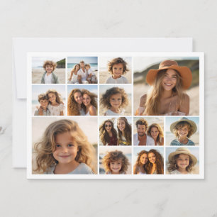 Cartão De Festividades 14 Colagem de Fotos - Branco Minimalista Moderno