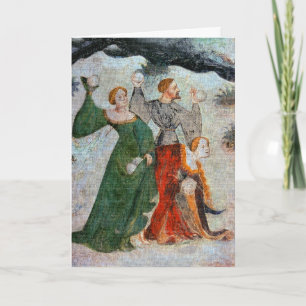 CARTÃO DE FESTIVIDADES 15TH CENTURY SNOWBALL FIGHT GREETING CARD !
