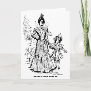 Cartão De Festividades 1898 vintage illustration Easter fashions card