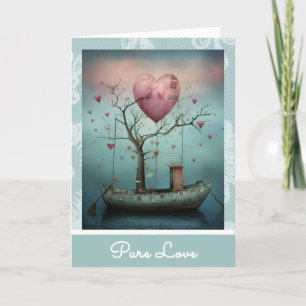 Cartão De Festividades *~* 18 AP51 Namorados Romântico Boat Hearts Serene