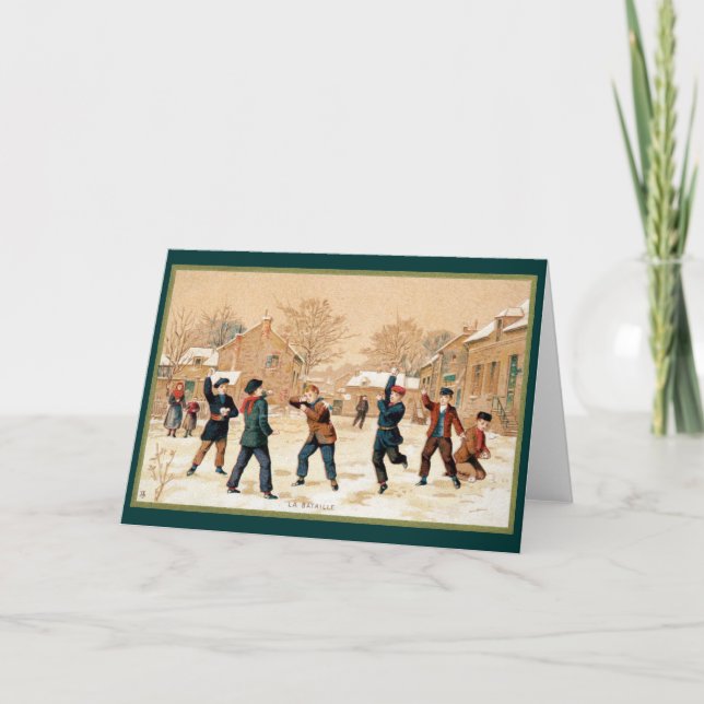 Cartão De Festividades 19º C. Luta com a bola de neve (Frente)