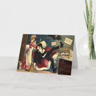 Cartão De Festividades 1909 um cumprimento do vintage do feliz ano novo