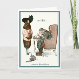 CARTÃO DE FESTIVIDADES 1919!"VISIT W/ UNTICLE SCROOGE" GREETING FRANCÊS