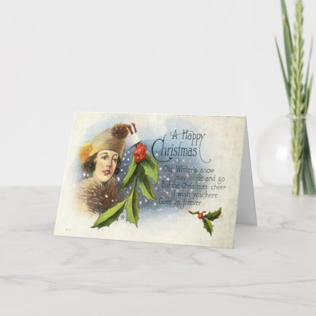 Cartão De Festividades 1922 Um Feliz Natal (Frente)