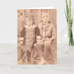 Cartão De Festividades 1931 - Irmãos e Crianças Irmãs