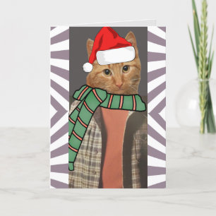 Cartão De Festividades 1970s RETRO RED GINGER CAT FUNNY CHRISTMAS CARDS