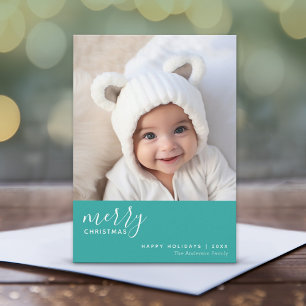 Cartão De Festividades 1 Colagem de Fotografias Natal Mínimo - Azul