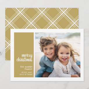 Cartão De Festividades 1 Colagem de Fotos Natal Minimalista dourado