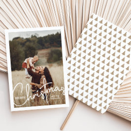 Cartão De Festividades 1 Foto com Script Manuscrito Feliz Natal