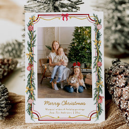 Cartão De Festividades 1 Foto Festiva Natal Folhagem Botânica e Arcos