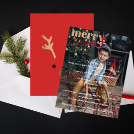 Cartão De Festividades 1 Foto Moderna Feliz Natal Querida Lista de Desejo