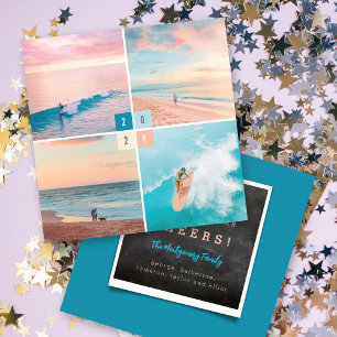 Cartão De Festividades 2021 Color Blocks Modern New Year 4 Collage