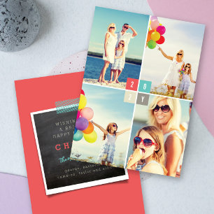 Cartão De Festividades 2021 Color Blocks Modern New Year 4 Collage