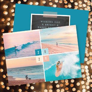Cartão De Festividades 2021 Color Blocks Modern New Year 4 Collage
