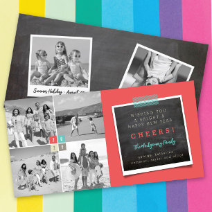 Cartão De Festividades 2021 Color Blocks Modern New Year 4 Collage