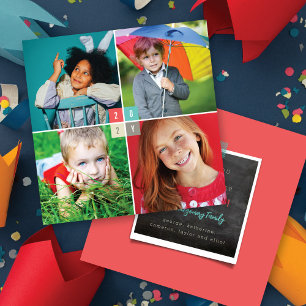 Cartão De Festividades 2021 Color Blocks Modern New Year 4 Collage