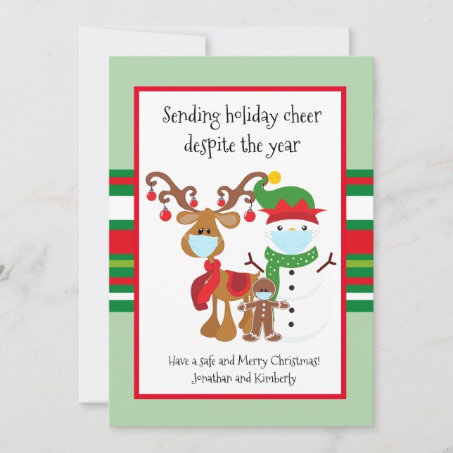 Cartão De Festividades 2021 Covid Enviando Férias Feriado Apesar Do Ano (Frente)