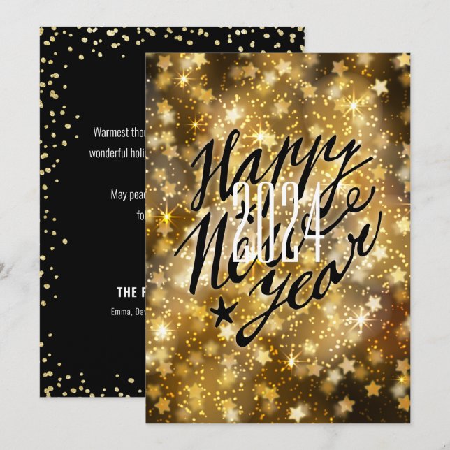 Cartão De Festividades 2021 Festivo Dourado | FELIZ ANO NOVO (Frente/Verso)