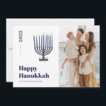 Cartão De Festividades 2021 Minimalista Menorá Vela Fotografia de Hanukka<br><div class="desc">© Gorjo Designs. Feito para você através da plataforma Zazzle.</div>