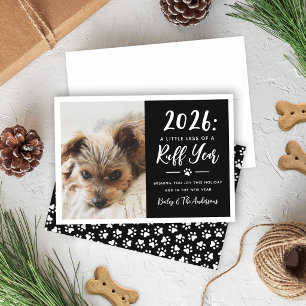 Cartão De Festividades 2022 Foto do Cachorro Negro e Branco Engraçado Ano