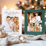 Cartão De Festividades 2022 Novo! Feliz Natal - Família 4 Foto<br><div class="desc">Envie seus desejos/mensagens de Natal com os Cartões com fotos Botânicos de inverno que apresentam Watercolor floral e Berries para destacar sua mensagem de saudação.</div>