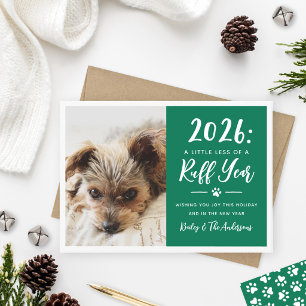 Cartão De Festividades 2022 Ruff Year Green Funny Dog Photo