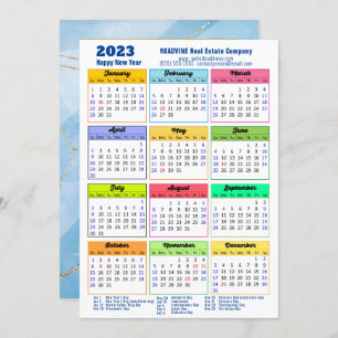 Cartão De Festividades 2023: Foto Azul Corporativa do Calendário Anual Mo