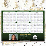 Cartão De Festividades 2024 - 2029 Calendar Collage Business Modern Green<br><div class="desc">2024 - 2029 Calendário de 6 anos com o Dourado roteiro verde moderno de férias dos EUA Foto corporativa e logotipo Ano Novo. Todos os textos estão pré-organizados para que você personalize fácil e rapidamente com seus próprios detalhes. Desejo a todos um Feliz Feriado e um Incrível Ano Novo! Para...</div>