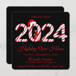 Cartão De Festividades 2024 Papai Noel, flocos de neve elegantes e chique