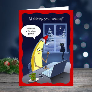 Cartão De Festividades 2025 Banana AI Natal Engraçado