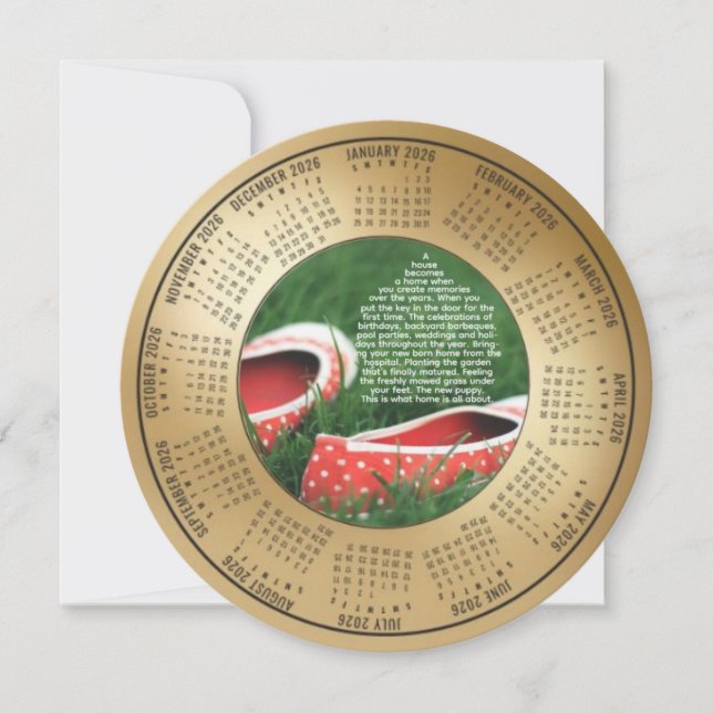 Cartão De Festividades 2026 Calendar A House Becomes A Home (Frente)