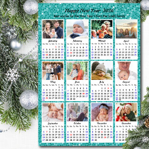 Cartão De Festividades 2026 Calendário da Família Moderna Foto Festiva Ve