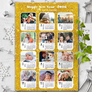 Cartão De Festividades 2026 Família Calendar 12 Colagem Fotográfica Festi