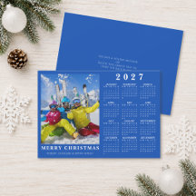 2026 FELIZ NATAL Foto Calendário 2027 Azul