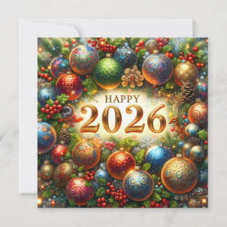 Cartão De Festividades 2026 Happy New Year Greeting Card